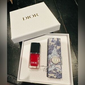 Dior Red Nail Polish and Lipstick Set with limited Edition Lipstick Case